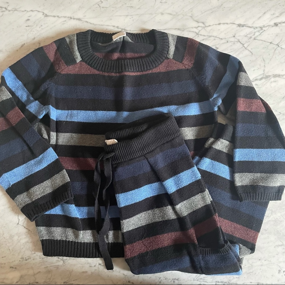 EGG Baby Navy Blue Gray Stripe Boys Set Size 2